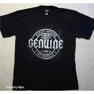 Harley-Davidson XL Genuine Motorcycles Graphic T-Shirt Black Made USA Rockford